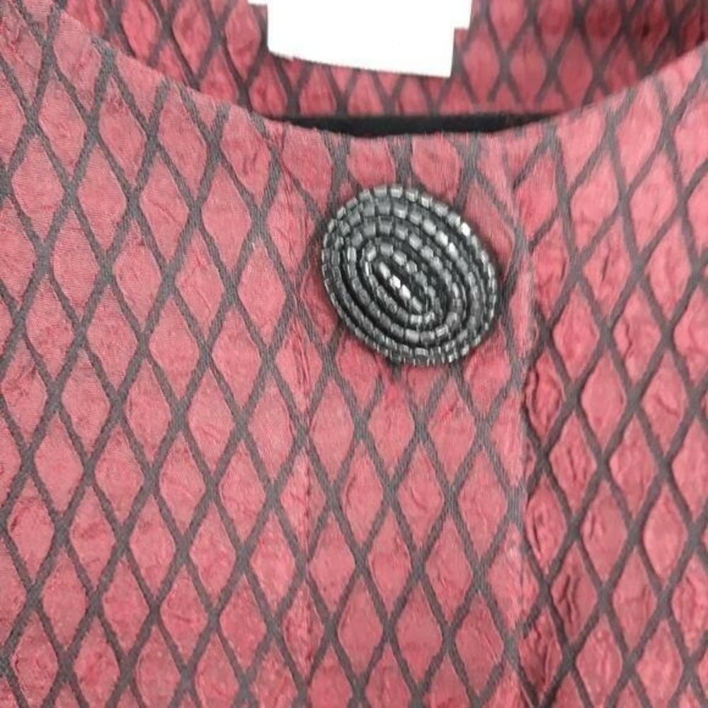 80's Oxblood Goth Blazer Sz L  Maroon Metallic Diamond Brocade‎ Embroidered - Picture 2 of 11